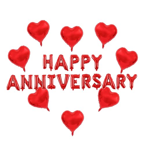 Happy Anniversary Balloon Banner Love Balloon Anniversary Party Balloon Decoration (Red anniversary balloon)