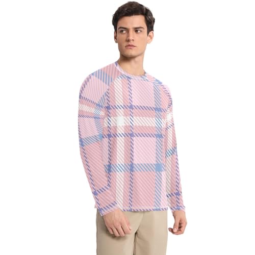 Buffalo Plaid Light Men's Swim Shirts UPF 50+ Fishing Long Sleeve Sun Shirt for Men Long Sleeve Outdoors3
