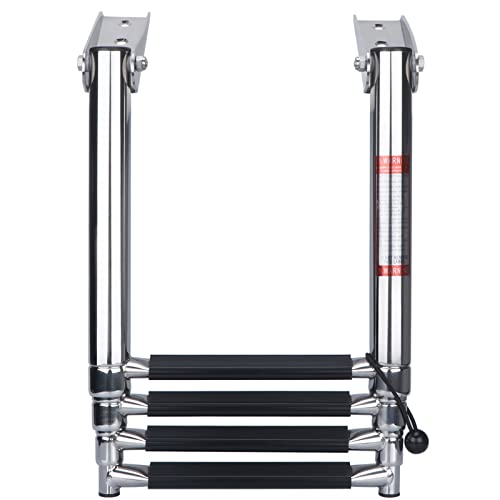 image for Hoffen 4 Step Boat Ladder, Stainless Steel Telescopic 4 Step Pontoon B
