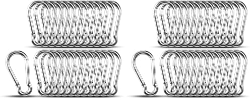Small Carabiner Clip Hooks, 25pcs 1.57 inch Carabiners Heavy Duty, 304 Stainless Steel Spring Snap Hook Fits Camping Hiking, Metal Clips for Rope Chain Keys Rings (Pack of 2)