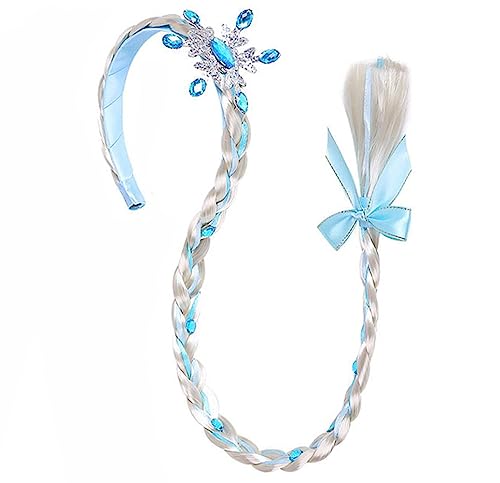 Yosbabe Long Braided Wig Princess Hairpiece Elsa Wig Elsa Braid Girls Cosplay Headband Hair Dess up Accessories for Girls Toddler (D)