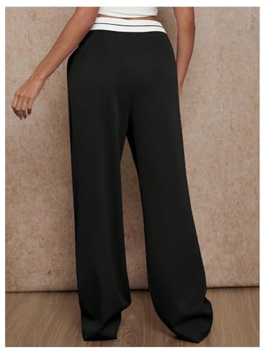 Floerns Women's Straight Leg Dressy Pants Color Block Mid Rise Trousers with Pocket3