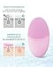 EZBASICS Facial Cleansing Brush Made with Ultra Hygienic Soft Silicone, Waterproof Sonic Vibrating Face Brush for Deep Cleansing, Gentle Massaging, Inductive Charging (Pink) 1 Pack+5 Speed Settings