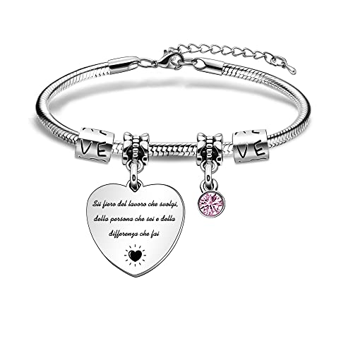 AGR8T Bracciali Donna Migliore Amica Sorella Braccialetto Donna Con Scritta Sii fiero del lavoro che svolgi, della persona che sei e della differenza che fai (B)