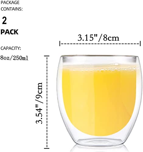 Image of SKDBPM Double Wall Glass Coffee Cups - Tea & Coffee Cup for Hot & Cold Drinks, Milk, Cappuccino, Juice (250ML, 1Pieces)