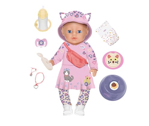 Baby Born Muñeca Emma Click & Play en Estilo arcoíris, 10 Funciones y 8 Accesorios, para niños a Partir de 3 años, Funciona sin Pilas, muñeca de 43 cm con Brazos móviles