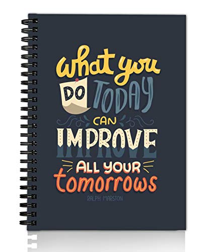 Image of DI-KRAFT Handcrafted Hard Cover Unruled Paper Wiro Bound Printed Journal Diary Notebooks for Girls and Boys Spiral Wire Binding Memo Notepads (160 Pages, A5)