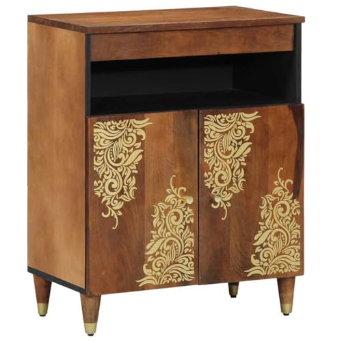 vidaXL Aparador de Madera de Acacia Color Miel, Armario para Guardar Cosas, diseño Floral Moderno, Dimensiones 60 x 30 x 75 cm, Mueble Elegante para el salón o el Comedor, con Puerta abatible rectan
