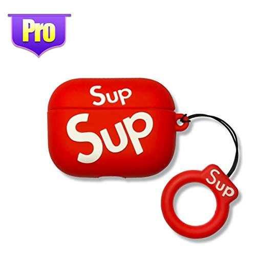 Airpods Pro Red Sup Case,3D Soft Silicone Protective Cover with Keychain,Sport Fun Cool Stylish Fashion,Shockproof,Hingeless,Slim-Fit,Washable and Anti Scratching.Compatible for Airpods Pro/Airpods 3.