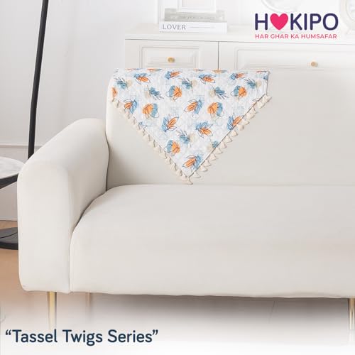 Image of HOKIPO Abstract Petals Quilted Sofa Backrest Cover Mat| 'Tassel Twigs' Series (IN-988-T10)