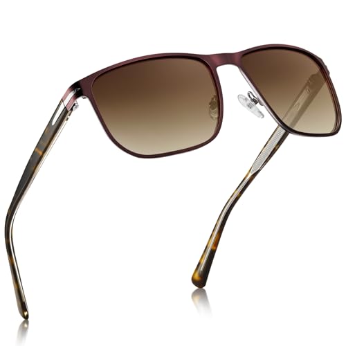 CARFIA Metal Men's Sunglasses Polarized Retro Elites Style, Durable Al-Mg Large Frame, Driving Golf Glasses