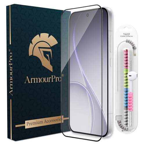 Image of ArmourPro Military-Grade Tempered Glass for Oppo Reno 15 Pro Mini - 9H Anti Scratch, Edge-to-Edge Coverage, HD Clarity, Smooth Touch, Case Friendly, Easy Installation Kit with Cable Protector