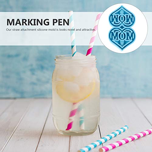 EXCEART 2Pcs Amo O Pai A Mãe Palha Palha Topper Molde de Resina Epóxi DIY Molde de Silicone Molde de