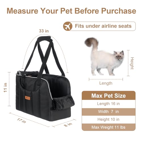 Dog Purse Carrier for Small Dogs Cats Rabbits Up to 13lbs, Lightweight Pet Sling Carriers with Crossbody Strap, Portable Puppy Soft Sided Tote Bag Carrier for Vet,Hiking,Travel Black - Image 3