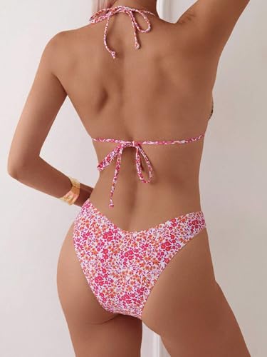Image of ZAFUL Womens Halter Bikini Sets Triangle Bikinis High Cut Swimsuits 2 Piece Bathing Suits Sexy Swimwear