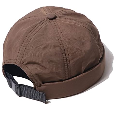 Croogo Quick Dry Brimless Hat Lightweight Daily Beanie Mesh Beanie Docker Cap Sailor Rolled Cuff Harbour Hat Casual Skullcap, Ct81-brown, 22.04-22.83 inches Cover