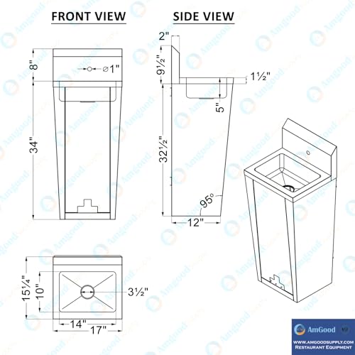 Image of Commercial Hands-Free Pedestal Hand Sink with Foot Pedal and Faucet