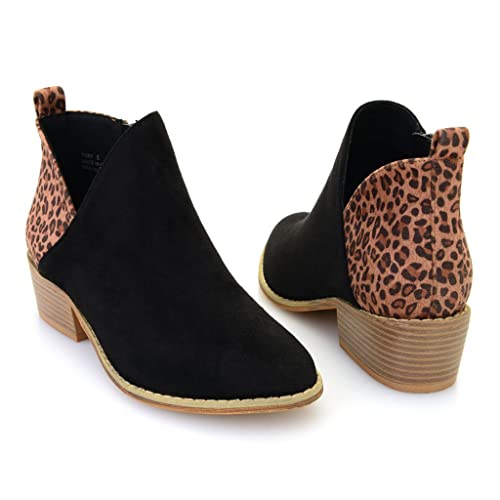 Corkys Women's Port Boot Black/Leopard 7 M #TOP12