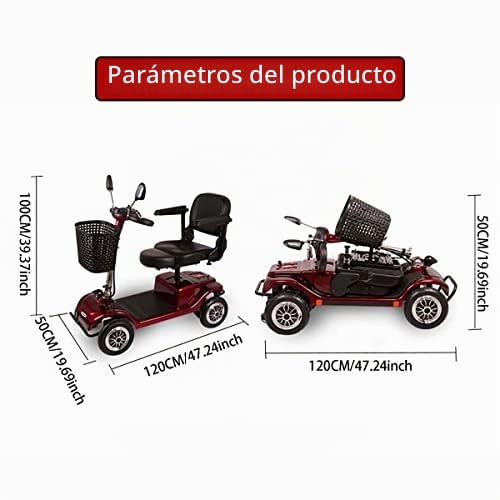 Scooter de movilidad plegable Scooter de movilidad portátil de 4 ruedas Scooter de movilidad eléctrico ligero Silla de ruedas con luces delanteras LED para adultos mayores discapacitados