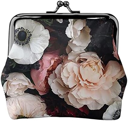 Coin Purse Flower Pattern for women men Wallet Bag Change Pouch small size with Kiss-Lock Clasp Closure Buckle Wallet