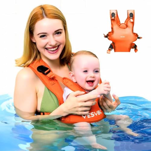 Image of Baby Carrier, Dual-Use Adjustable Baby Sling Support Infant Chest Holder with Drawstring Backpack for Newborn to Toddler 13-33 lbs Swimming Pool Beach Land (Orange)