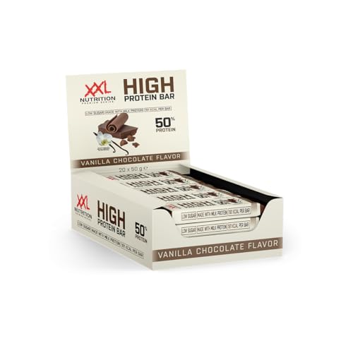 XXL Nutrition - High Protein Bar 2.0 - Proteinriegel, Protein Bar, Eiweißriegel, Protein Snack - Vanilla Chocolate - 20 pack