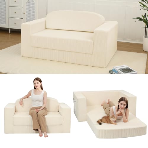 MeMoreCool Boneless Cloud Couch für Wohnzimmer, Gästezimmer & Schlafzimmer, Schlafsofa zum Ausziehen, 2-Sitzer Bodensofa aus Cord, Faltbares Sofabett ohne Gestell mit Hochdichtem Schaumstoff MeMoreCool Boneless Cloud Couch für Wohnzimmer, Gästezimmer & Schlafzimmer, Schlafsofa zum Ausziehen, 2-Sitzer Bodensofa aus Cord, Faltbares Sofabett ohne Gestell mit Hochdichtem Schaumstoff