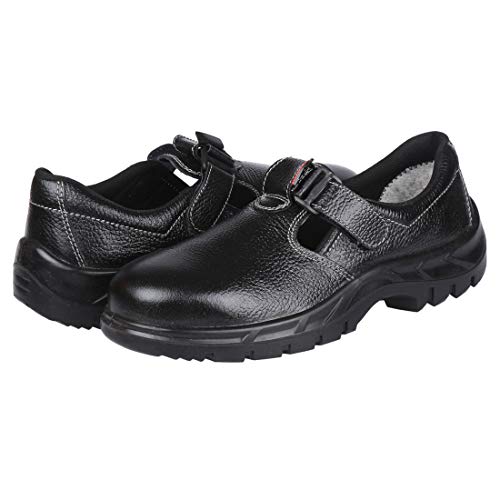 KARAM ISI Marked Leather Safety Shoe Excellent Grip, Comfort and Slip Resistance | Safety Shoes with Fibre Toe | Single Density | Black |FS101BL(FWSAPN)