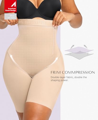 Image of SHAPELLX High Waist Butt Lifting Tummy Control Shapewear Shorts | Under dress shorts,15-inch crotch zipper, breathable stretch fabric, anti-roll support,easy bathroom access, everyday wear