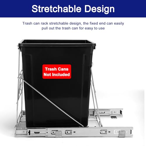 Image of Sleek Under-Cabinet Pull-Out Trash Can System: Featuring Adjustable Shelf & Easy-Detach Basket for Effortless Garbage Handling & Optimal Kitchen Organization