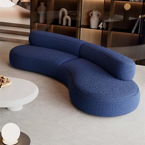 Sofá seccional curvado, moderno sofá de forro polar con diseño de compresión para sala de estar y oficina