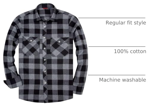 Image of Alimens & Gentle Men's Button Down Regular Fit Long Sleeve Plaid Flannel Casual Shirts
