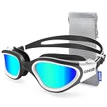 OMID Swim Goggles, P2 Polarized 【Patent & Upgrade】 Anti-Fog Anti-UV No Leakage Swimming Goggles for Adult Men Women Youth (A2-Polarized-BlackWhite-Gold)