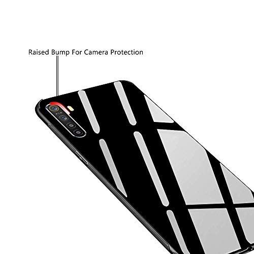 Image of MOBILOVE Back Cover Case for Realme 6 | Luxury Toughened Glass Cover with Shockproof Soft Silicone Side Case (Hard Case) (Black)