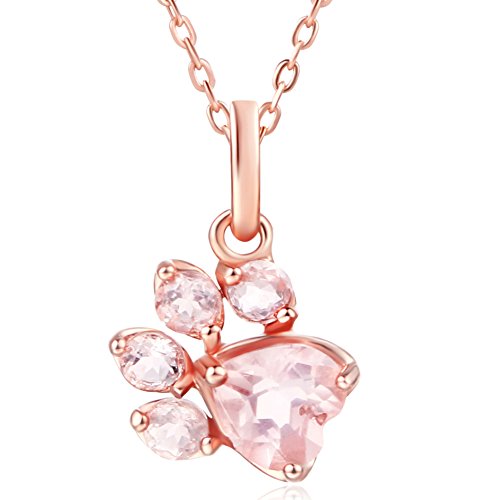 Meow Star Patte De Chat Collier De Patte Pendentif Imprimé Patte De Chien Cadeau des Animaux Cadeau de Noël (Rose)