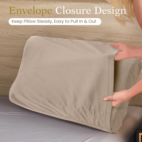 Image of Cooling Pillowcase for Contour Pillow- Rayon Derived from Bamboo Contour Cervical Neck Pillow Case Cover- Breathable Silky Soft Pillowcase for Hot Sleepers,24 x14 x5 /3.7 Inches 1 Piece Taupe