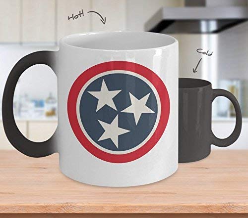 Coffee Mug for Best Gifts Tennessee Coffee Mug Cup (Heating, Color is Changing) Chattanooga Knoxville Tennessee Flag Accessories Gift Merchandise Shirt Sticker Decal Art Poster