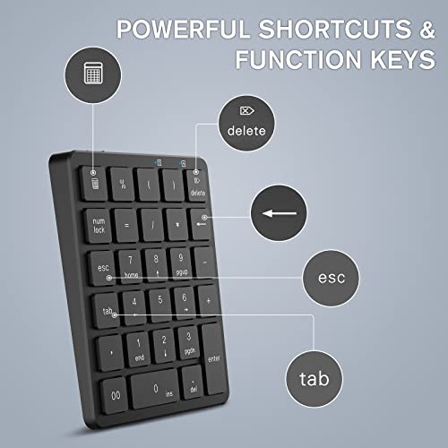 Pinkcat Bluetooth Number Pad, 28 Keys Aluminum Rechargeable Wireless Numeric Keypad thumb #4