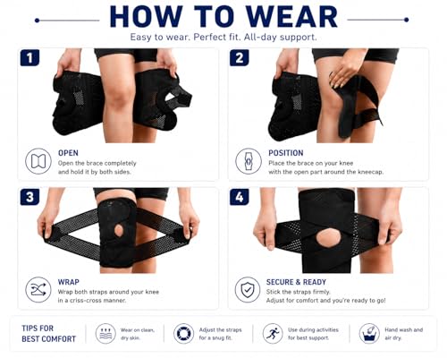 Image of Wonder Care Adjustable Wrap Knee Support Brace, Air Mesh Fabric Knee Brace Cap for Pain Relief, Sports, Arthritis, Running Protection for Men & Women (2, S)