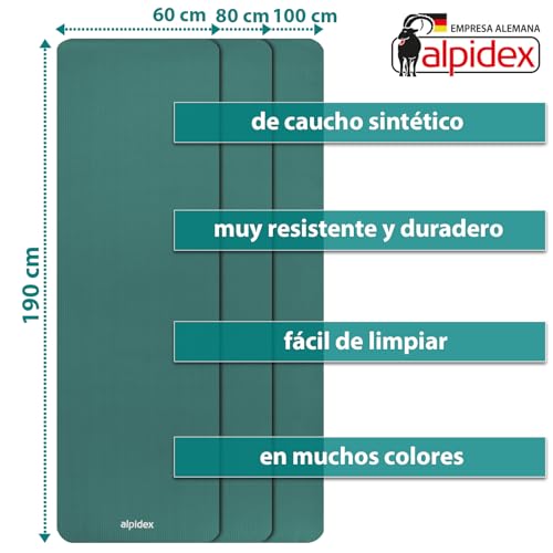 ALPIDEX Esterilla Yoga Gruesa 1,5 cm Colchoneta Antideslizante Tapete Gymnasia Pilates 3 Anchos Fitness Mat Alfombra Deporte Fitness Ejercicios Mat Gimnasio Casa, Turquoise, 190 x 60 x 1.5 cm - imagen 4