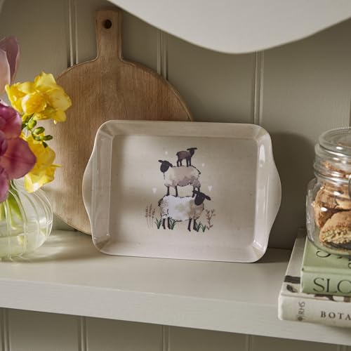Cooksmart Highland Sheep Scatter Tray | Piccolo vassoio da portata progettato nel Regno Unito | vassoi in melamina e plastica con stampa di pecore e natura | leggero e resistente | vassoio decorativo - immagine 3