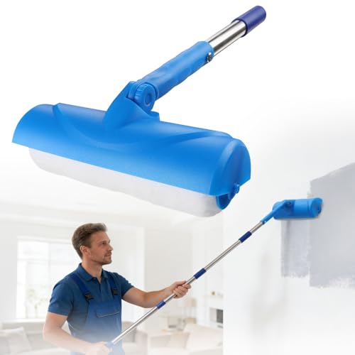 Ceiling Paint Roller No Drip Kit 10FT Ceiling Paint Roller with Shield & Adjustable Head Extension Pole Included No-Drip Splatter-Free Brush for Painting Ceilings Wall