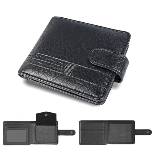 Portefeuille homme en cuir véritable noir chic avec fentes anti-RFID