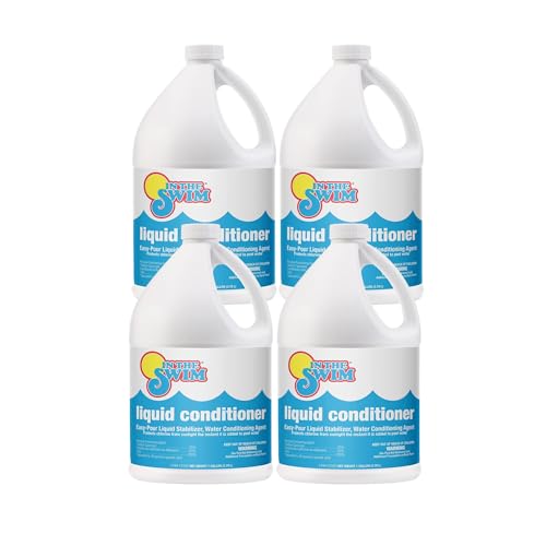 In The Swim Liquid Conditioner – Fast-Dissolving, pH-Neutral Stabilizer for Long-Lasting Water Chemistry Protection - 1 Gallon - 4 Pack