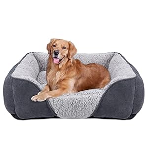 JOEJOY Dog Bed, Medium, Large Dog Basket, Washable, Fluffy Dog Bed, Non-Slip Dog Beds, Dog Basket, Plush Dog Basket for Dogs and Cats (L 76 x 61 x 23 cm)