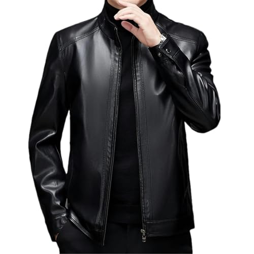 Men's Business Gentleman British Windproof Casual Stand Collar Leather Jacket