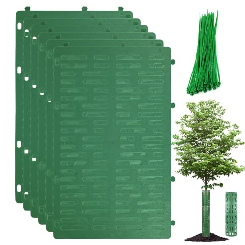 Protección para troncos de árboles, 6 unidades, protección de corteza de árbol, cubierta extensible con 50 bridas para evitar daños por cortezas de jardín