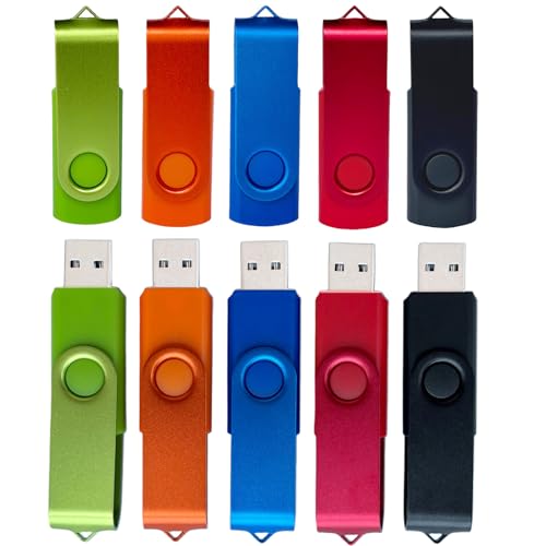 4GB Chiavetta USB 10 Pezzi Pen Drive 4GB WISEORANGE Girevole USB2.0 Unità Memoria USB per PC, Laptop,TV con Luce LED (10 colori)
