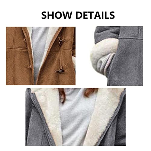 Casaco De Lã Feminina Jaqueta De Capuz Quente Longa Roupa De Inverno De Lã E Jaqueta De Veludo Para