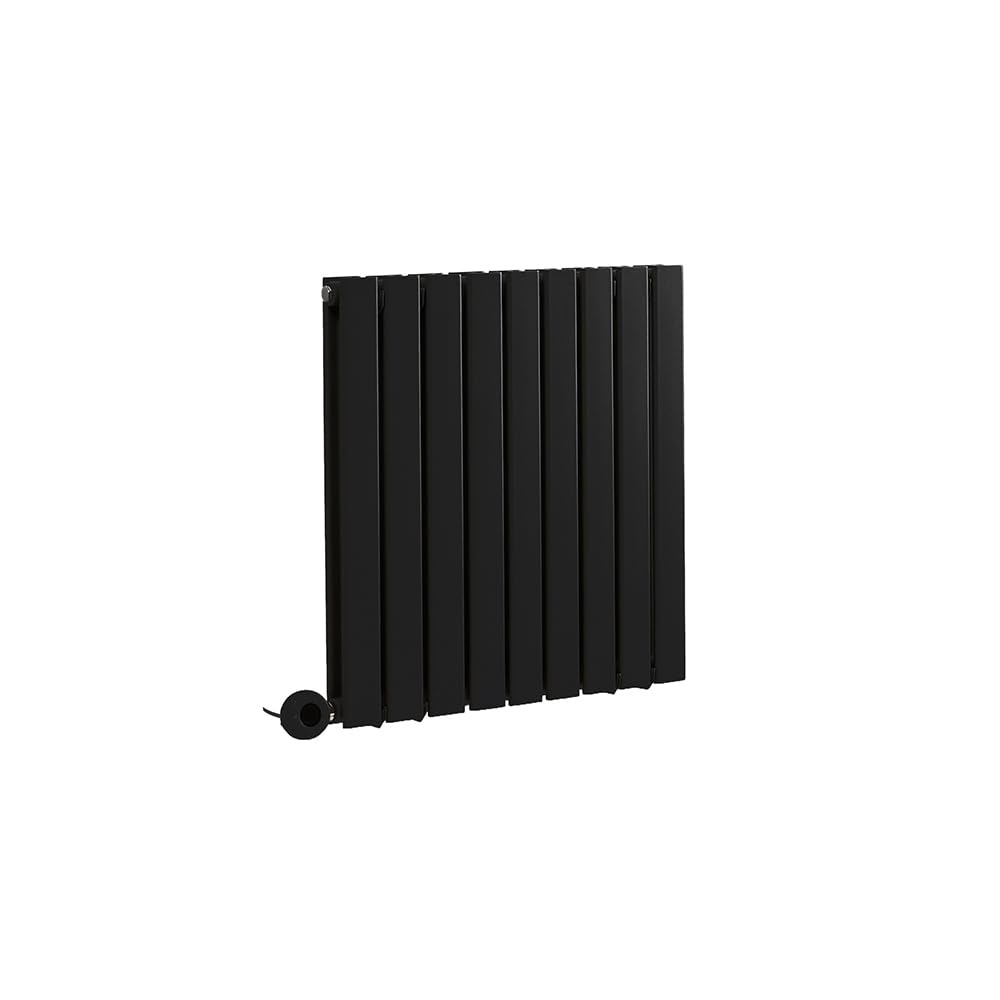 Milano Black Horizontal Electric - 635Mm X 630Mm - Designer Radiator (Double Panel) With Hardwired Wi-Fi Heating Element - X Ecoso